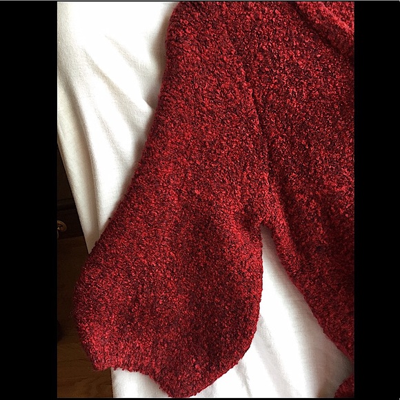 Moda International BOUCLÉ Sweater CARDIGAN Red Marl S - Picture 3 of 7